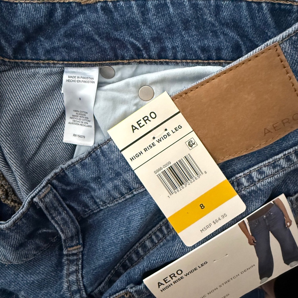 NWT Aeropostale‎ Women's Size 8 High Rise Full Wide Leg Jeans Dark Wash 5-pocket - Picture 10 of 16
